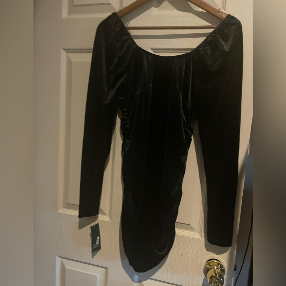 Wild fable Teen petite woman, green velvet, long sleeve dress-medium/NWT